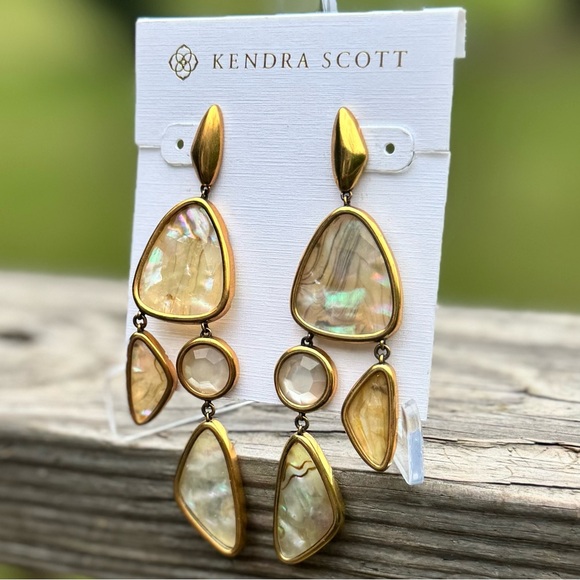 Kendra Scott Margot Vintage Gold Statement Earrings - Picture 3 of 5